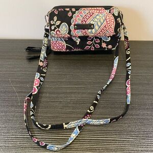 Vera Bradley Pink, Black & Blue Paisley Wallet w/Removable Crossbody Strap